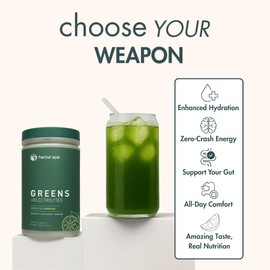 Herbal Ape Nutrition Daily Super Greens & Electrolytes Powder – Gut Health, Hydration, Energy & Bloating Relief – Spirulina, Chlorella, Pre & Probiotics, Digestive Enzymes, Fiber – Sugar Free, 30 SVG