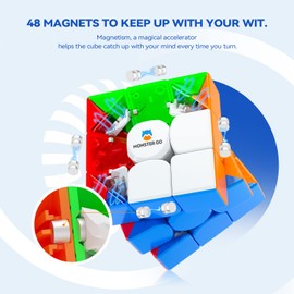 Monster Go Magnetic 3x3 EDU Speed Cube, MG 356 Educational Cube Puzzle Toy for Kids Beginners Practices Stickerless