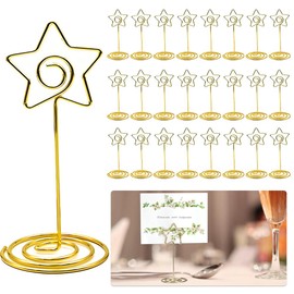 KUIZHEN 25pcs Table Number Holders, Place Card Holder, 3.35 Inch Table Number Stands, Star-Shaped Wedding Table Number Holder for Party Graduation Home Restaurant Centerpiece Decor
