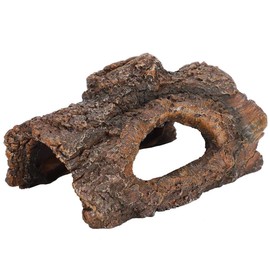 DEWIN Reptile Hide Tree Trunk, Resin Hollow Tree Trunk Simulation Amphibians Cave Desert Landscape Accessories for Scorpion Lizard Decoration Fish Tank Marine Decor Ornaments 15.5x10 x 8cm