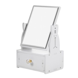 Wooden Cosmetic Organizer/Jewelry Box Table Top Organizer With Mirror Single Drawer