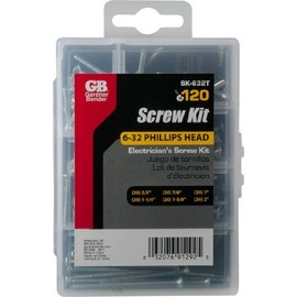 Gardner Bender SK-632T Screw Kit Phillips Head, 6-32 Flat Head 3⁄ 4", 1", 1-1⁄ 4", 1-1⁄ 2", 2", 3", 120/ Clam (2 Pack)