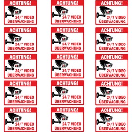 Sticker Video Surveillance (6.5 x 8.5 cm) - Sign - Warning Sign - Warning Video Surveillance for Windows and Doors