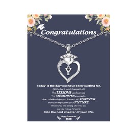 DONYUDE 2025 Graduation Gifts for Her Initial Necklace for Women with Heart 5th/8th Graduation Gifts High School/Elementary/Middle School Graduation Gifts for Daughter/Sister/Best Friend, Normal Size,