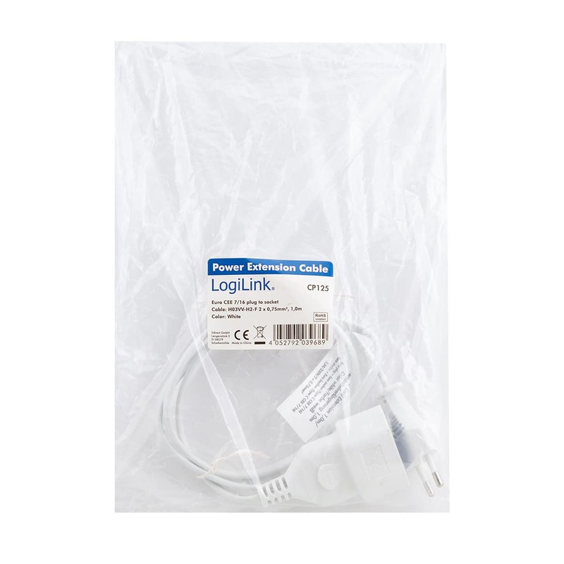 LogiLink CP125 Power Cable Euro CEE 7/16 Male to Female