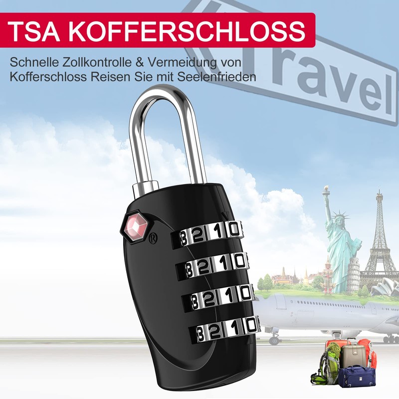 ZHEGE TSA Suitcase Lock, Combination Lock 4 Digit for Suitcase,