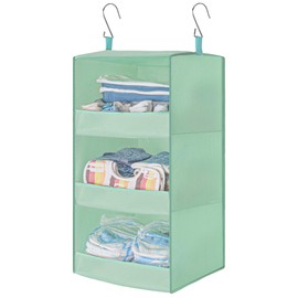 GRANNY SAYS 3-Shelf Hanging Closet Organizer, Collapsible Closet Hanging Shelves, Nursery Hanging Organizer, Light Green, 28.9" H X 12.2" W X 12.2" D