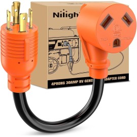 Nilight RV Generator Adapter Cord 30 Amp to 30Amp 4 Prong Pure Copper Heavy Duty