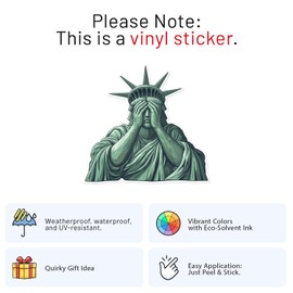 Weeping Statue of Liberty Sticker, Waterproof Vinyl Car Bumper Sticker, Laptop, Water Bottle, Bookcase, Phone Cases, Wall and Window, Size, 5'' Longer Side
