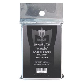 Max Protection Notched Penny Sleeves - Archival-Safe, Acid-Free Soft Sleeves for Crystal Clear Vintage/Modern Sports Cards - Thick Card Sleeves for Trading/Patch Cards - Prevent Corner Dings, 100 ct