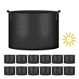 Simple Deluxe 12 Pack 10 Gallon Grow Bags, 300G Vegetable/Flower/Plant Fabric Pots with Handles, Heavy Duty Thickened Nonwoven Planting Bag with 12 Pcs Plant Labels