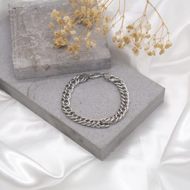 Tuscany Silver Unisex Sterling Silver Double Curb Chain Bracelet Rhodium Plated - 20cm/8'