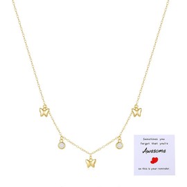Gold Necklace for Women Dainty 18K Gold Zircon Cross butterfly Pendant Necklace Jewelry Necklace Gift (butterfly)