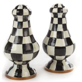 Courtly Check Enamel Large Salt & Pepper Shakers, BLACK/WHITE