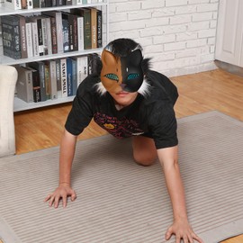 JellyArch 36 Pcs DIY Therian Mask Kit Bulk 30 Blank Animal Mask with Faux Fur Eye Mesh for Gear Therian Stuff(Cat)