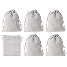 PATIKIL 6"x5" Coin Sacks Bag, 6Pcs Bank Coin Deposit Change Transit Canvas Money Bags with Drawstring Gift Sacks Style 1, White