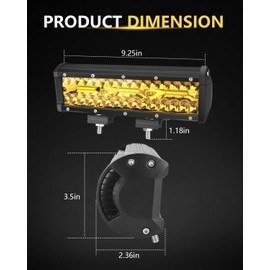 ADTOPI 9 Inch Yellow Led Light Bar 180W 18000LM Sammanlight Offroad Spot Flood Combo Fog Lights Triple Row Driving Work Lights for Truck Jp Car SUV ATV UTV Pickup Boat Marine