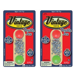 JA-RU, Vintage Metal Jacks Game Set Retro Toys (2 Packs) Mini Jax Game with Two Bouncy Ball| Classic Family Games | for Kids and Adults | Great Party Favors or Pinata Filler Toy in Bulk. 950-2s