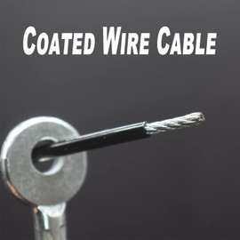 Bytiyar 10 pcs 10 inch (25cm) 3mm Thickness Galvanized Steel Wire Cable Eyelets Ended Short Rope Lanyard Safety Tether Chain Lock with Vinyl Coated Cover Clear