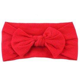 AKOAK 1 Pack Solid Color Skin-friendly Baby Headband Elastic Soft Nylon Headband Cute Baby Bow Headband (Red)