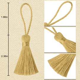Mini Small Bookmark Crafts Tassels: 30pcs Sewing Fringe with String for Graduation Cap Memorial Hanging Ornament,Jewelry Making,Earring Keychain Accessory,Pillow Ribbon Trim,Key Charms (Champagne)