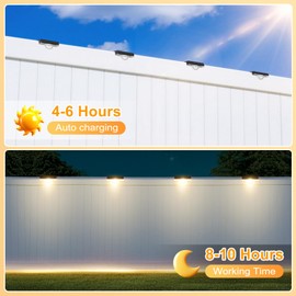 Liyade Solar Lights for Outdoors, Pack of 4 Stair Lights, Solar Fence Lights, Waterproof Solar Lights & Stair Light for Stairs, Steps, Fence, Patios, Gardens (Warm White)