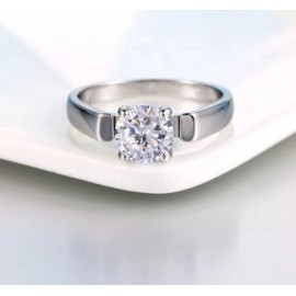 Camimi Anillo Compromiso  Plata Gran Calidad Chapado En Oro Blanco