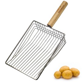 Westmark Potato Scoop - High Quality Vegetable Scoop for Harvesting Potatoes, Compact Size, Ideal for Small and Large Garden Beds - Stainless Steel, Wood
