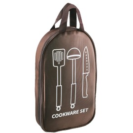 Azarxis Camp Kitchen Cooking Utensil Storage Bag Grill Utensil Cookware Organizer Travel Set for Camping Hiking Backpacking BBQ Picnic RV Trips Travel (Brown)