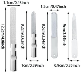4PCS Professional Nail File, Double-Sided Buffing Nail File with Non-Slip Handle Professional Metal Nail Files Reusable Manicure Filer Manicure Tools for Home Salon Travel Use