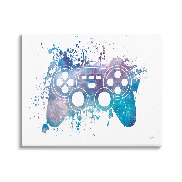 Stupell Industries Game Controller Modern Splash Canvas Wall Art Design