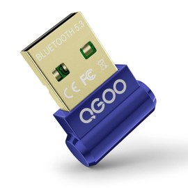 USB Bluetooth Adapter for PC - QGOO Bluetooth Dongle 5.3 EDR, Wireless Bluetooth Receiver for Desktop Computer Laptop Bluetooth Headphones Headset Keyboard Mouse Speakers Printer Windows 10/11（Blue）