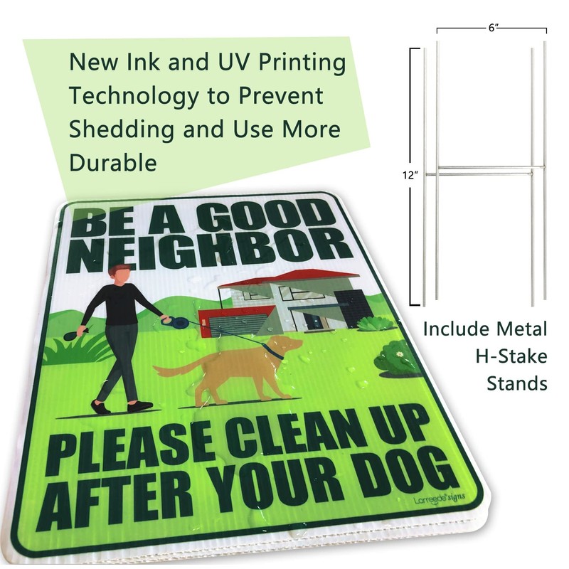 Clean Up After Your Dog Signs 2 Pack 12"x9" with