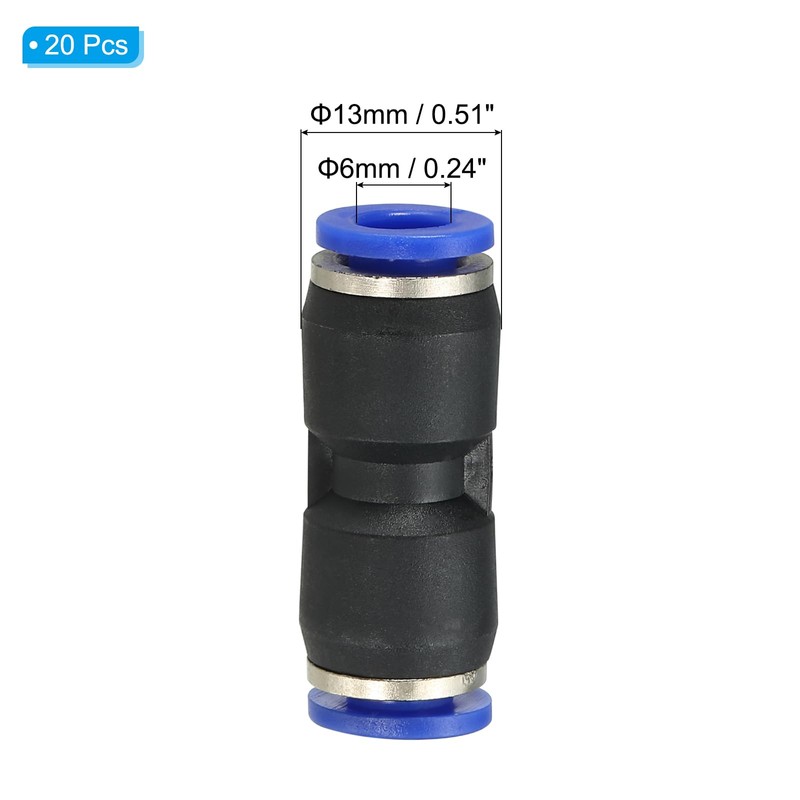 PATIKIL 20pcs 6mm Push To Connect Fitting Plastic Airline Hose
