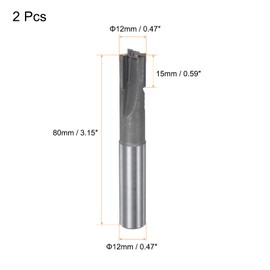 sourcing map Square Nose End Mill, 12mm Cutting Dia Tungsten Carbide Tip 3 Straight Flutes Milling Cutter with 12mm Straight Shank, 2pcs