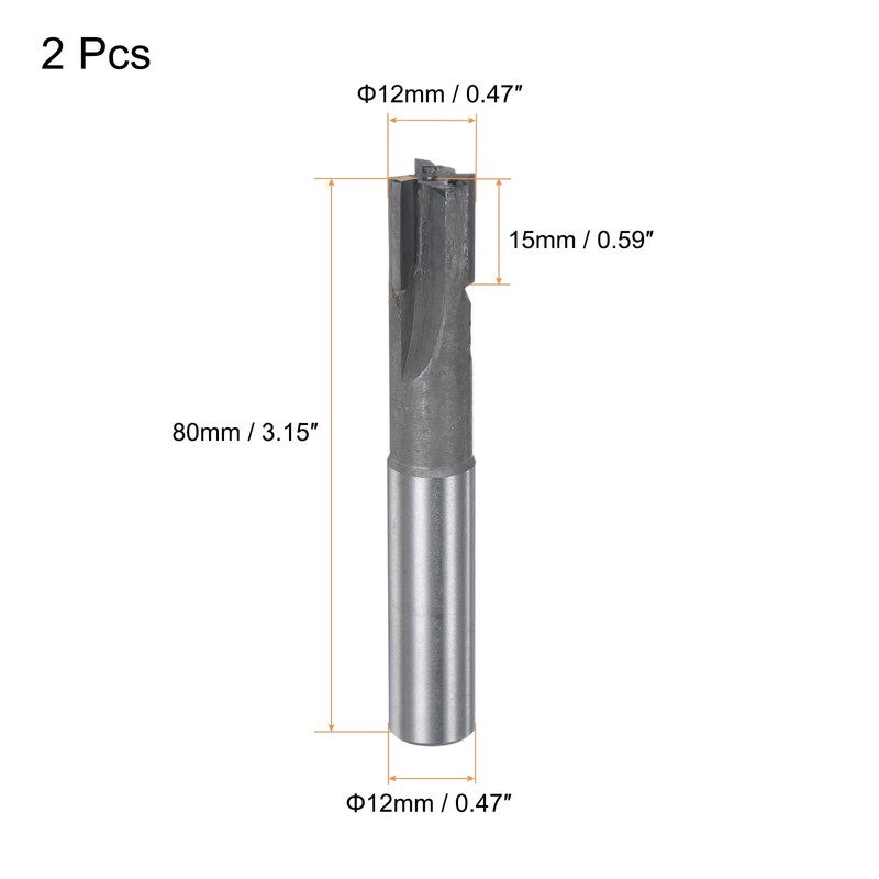sourcing map Square Nose End Mill, 12mm Cutting Dia Tungsten