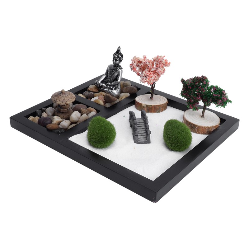 Zen Garden Sand Table Buddha Statue Sandbox Japanese Style Desktop