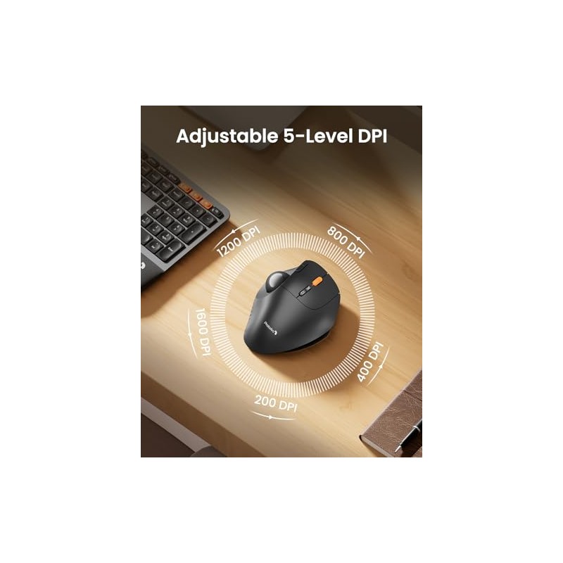 ProtoArc EM02 Mouse Trackball Inalámbrico, Trackball Ratón Ergonómico