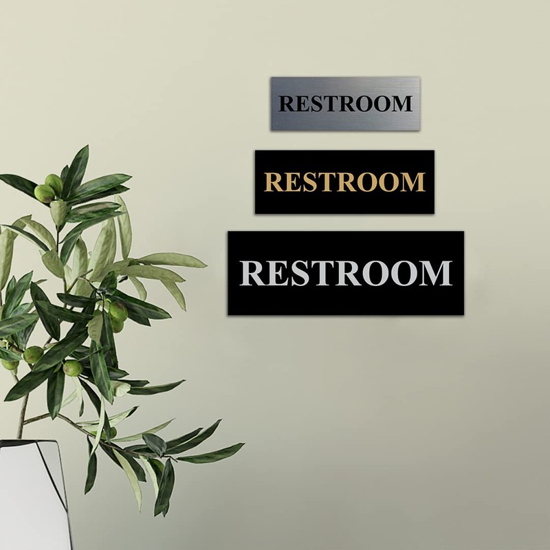 Basic Restroom Sign (Brushed Silver) - Small