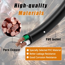 25FT, 12/3 12 AWG Portable Power Cable, 3 Conductor SJOOW 300V 12 Gauge Electric Wire for Motor Leads, Portable Lights, Battery Chargers and Machinery