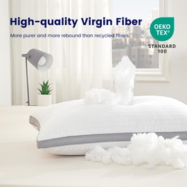 SLEEP ZONE Bed Pillows for Sleeping, King Size Set of 2, Sandwich Mesh with Breathable Sides, Premium Medium Pillows for Back, Stomach or Side Sleepers