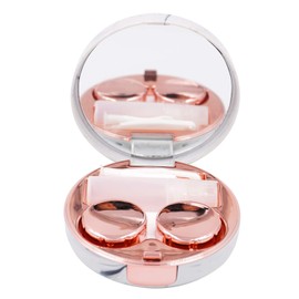 HONBAY Fashion Marble Contact Lens Case Portable Contact Lens Box Kit with Mirror (Round) (Rose Gold)