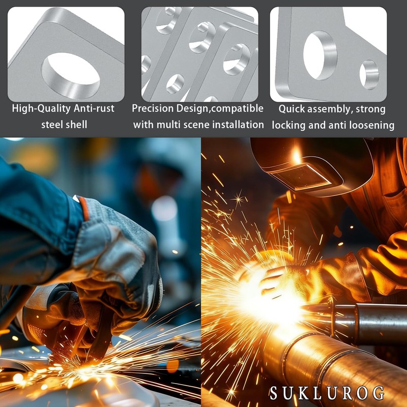 10 Pcs 90-Degree Steel Weld on Gussets,1/4" Thick 5 Hole