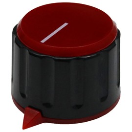 6mm Round Hole Colour Cap Amplifier/Equipment Control Knob With Pointer Pack of 5 (Red)
