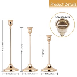 AUMAYCO French Gold Candlestick Holders Set of 6, Metal Taper Candle Holders, Classic Decorative Candle Stick for Christmas, Wedding, Party, Dinner Tables,Home Décor