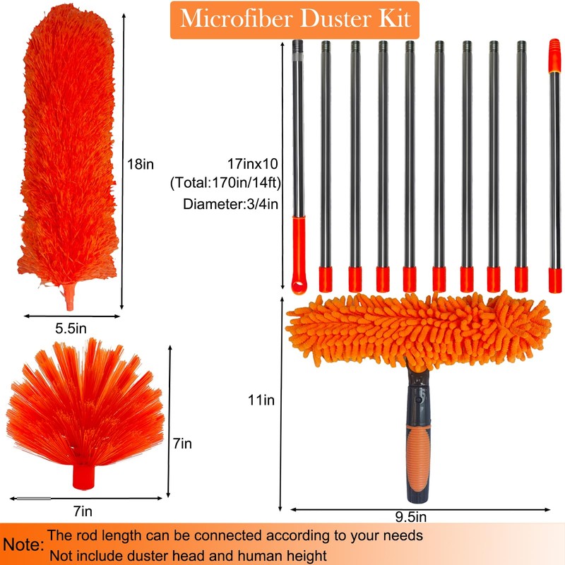 20+ Feet High Reach Dusting Kit with 3-14 ft Extension