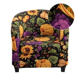 CRFATOP 2 Piece Club Chair Slipcover Stretch Barrel Chair Covers Printed Tub Chair Slipcovers Soft Armchair Covers Removable Furniture Protector Arm Chair Cover for Living Room,48