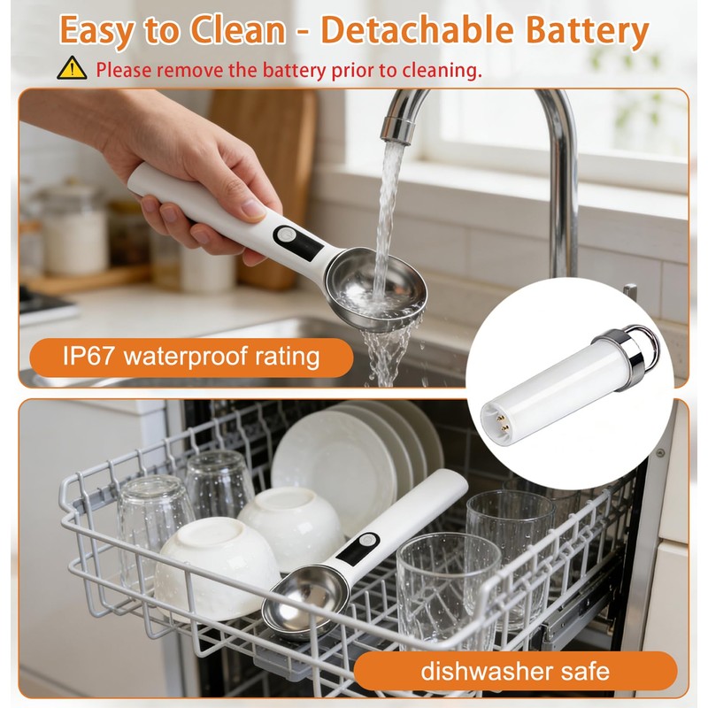 Heated Ice Cream Scoop with Detachable Battery, Fast Heat to