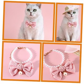 Toddmomy Collar De Gato De Perlas con Lazo Collar para Perro De Perla Accesorio Decorativo Ligero para Cachorro Y Gato Ideal para Fiesta Uso Diario Y 