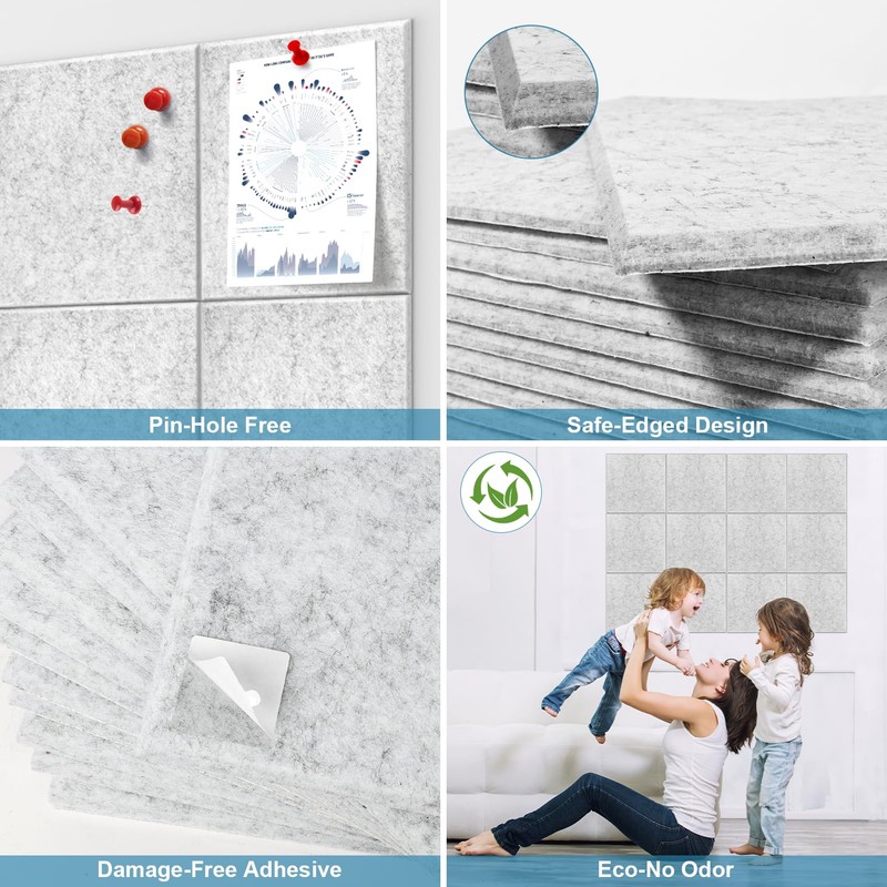 Large Cork Boards for Walls 48"x36" 12-Pack Felt Bulletin Boards